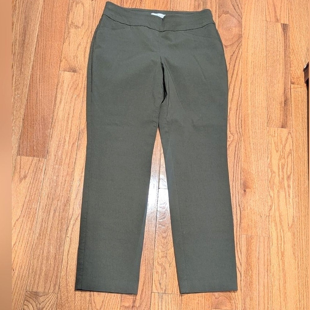Quiet Luxury Talbots Pull On Pants Olive Green Petite 8P Career Stretch Slim